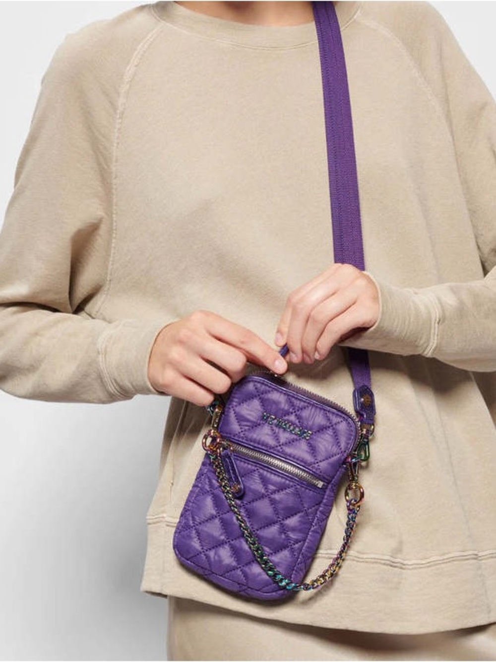 MZ Wallace Micro Crosby Crossbody in Dark Purple